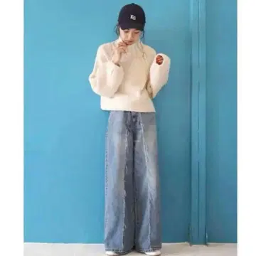 ungrid 로우게이지 하이넥 숏 니트