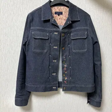 플라워 자수 다크 블루 자켓