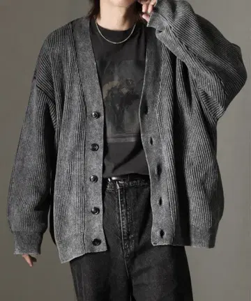 welise 케미컬 오버다이 스프링 니트 가디건