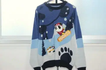 PANDIESTA 팬디에스타 눈놀이 팬더 자카드 크루 니트