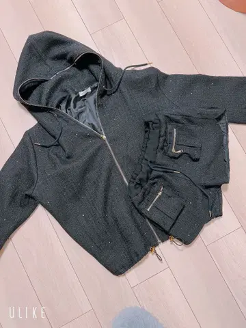 랜디 후드 부착 블랙 셋업