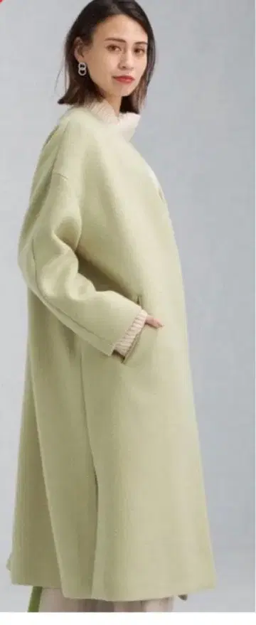 green label relaxing 롱 코트 라이트 그린