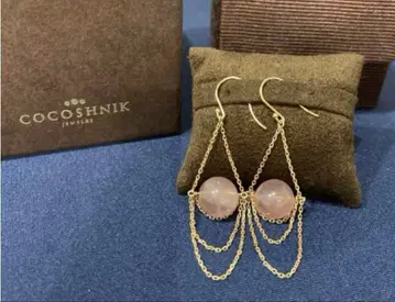 코코슈닉 K10 로즈쿼츠 체인 귀걸이