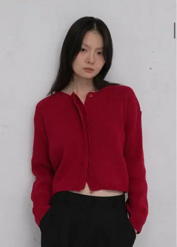 OHOTORO Hidden Crop Cardigan red