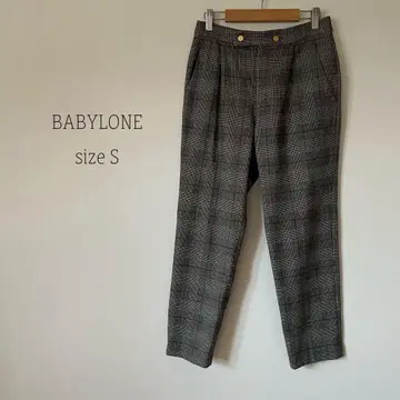 [새상품급] 바빌론 BABYLONE 체크 무늬 팬츠 S 골드 버튼 따뜻함