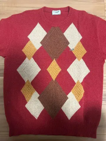 크로커다일 빨간색 다이아몬드 패턴 니트 L