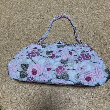 총 비즈 백 기모노 가방 꽃무늬 가마구치 쇼와 레트로