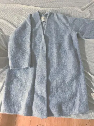 샤기 코트 돌먼 슬리브 탁한 블루