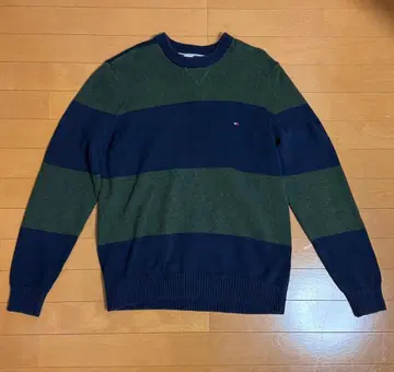 TOMMY HILFIGER 그린/네이비 스트라이프 니트 L