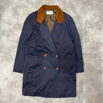 롱 코트 더블 버튼 코트 90s~00s 충전솜 퀼팅 안감 부착