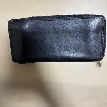 블랙 가죽 장지갑 더블 지퍼