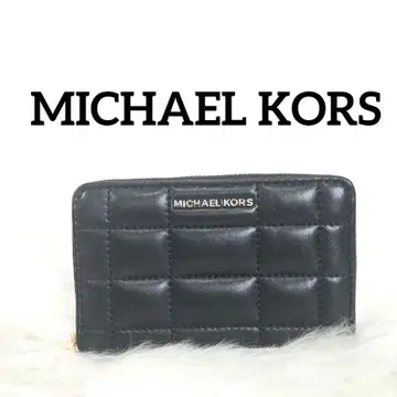 마이클 코스 퀼팅 블랙 지갑 동전 카드 골드 로고