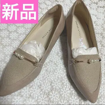 젤리빈스*미사용 새상품 베이지 금장 장식 펄 플랫슈즈 23.0