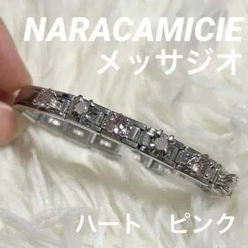 나라 까미체 메싸지오 신축성 팔찌 참 포함 하트 핑크