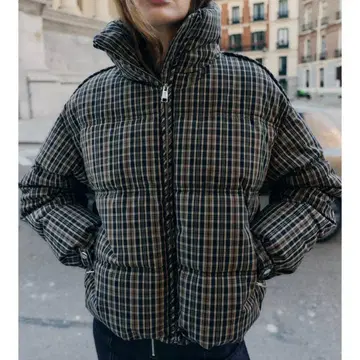 ZARA 체크 무늬 퀼팅 아노락 M