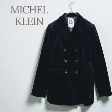 미쉘클랑 벨로아 자켓 블랙 미디엄 기장 더블 버튼 고급