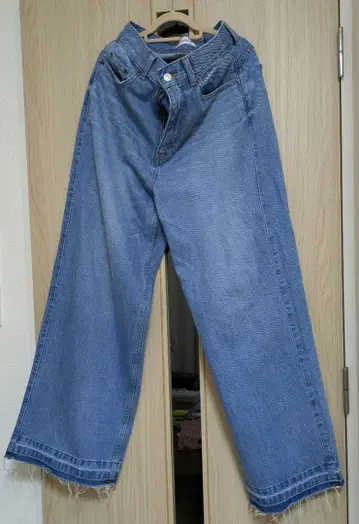 미라 오웬 라이트 블루 와이드 레그 데님 팬츠