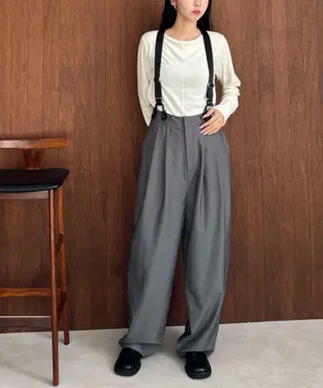 feepur 페피르 서스펜더 하이웨스트 팬츠 M 그레이