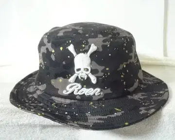 새상품급 로엔 Roen 카모플라주 패턴 카키 계열 로고 패턴 버킷햇