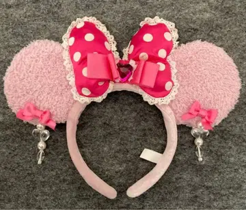 디즈니 머리띠 귀찌 핑크 리본 미니 페어 도트 레이스