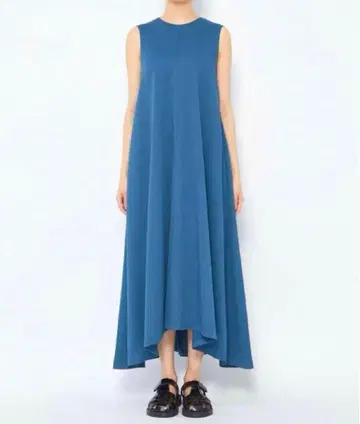 uncrave 빈티지 라치네 원피스 슬리브리스 롱 블루 파랑
