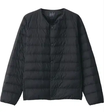 무인양품 노카라 V넥 다운 자켓 블랙 경량 방한