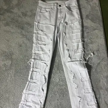 플레어 화이트 데미지 데님