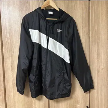 Reebok 후드 부착 나일론 자켓 블랙/화이트