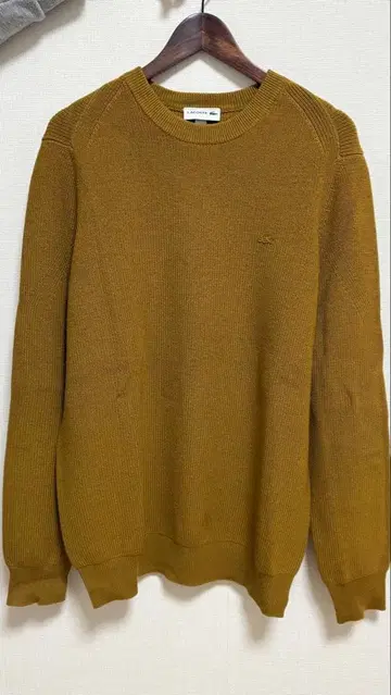 LACOSTE 머스타드색 울 스웨터 L