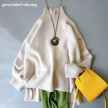 그린 라벨 릴랙싱 그레이지 하이넥 울 스웨터 울 100