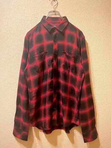 [COMME CA MEN] 옴브레 체크 셔츠 빨검 긴팔 셔츠 S