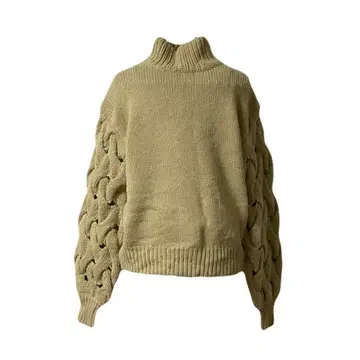 RBS 케이블 슬리브 터틀넥 니트 F [베이지]