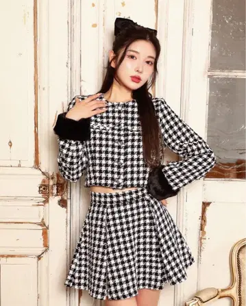 Darich 노카라 체크 트위드 자켓