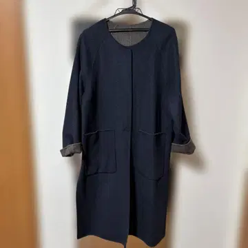 네이비 롱 코트 7부 소매 리버서블, 그레이 새상품