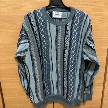 [레어] 한국 빈티지 구제 의류 3d 니트 블루 그레이 계열 L 사이즈