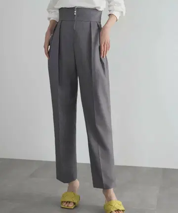 ELFRANK 엘프랭크 집에서 세탁 가능한 하이웨스트 턱 테이퍼드 팬츠