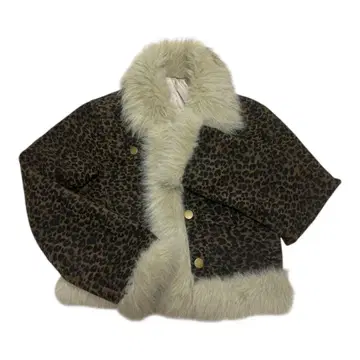 레오파드 무늬 퍼 자켓