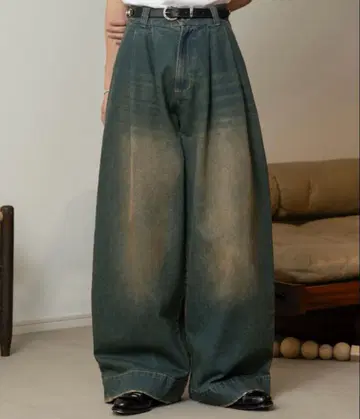 soerte 와이드 배기 빈티지 라이크 데님 팬츠 사이즈 1