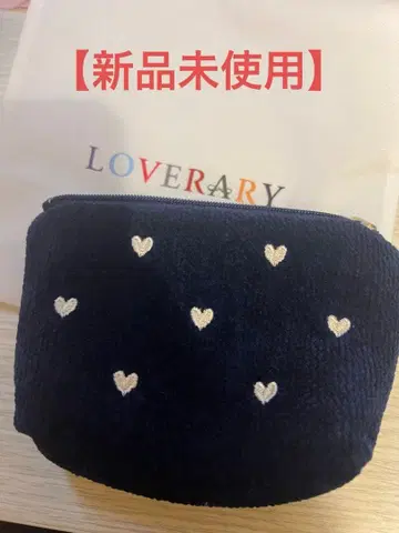 [ 미사용 새상품 ] LOVERARY 네이비 하트 자수 파우치
