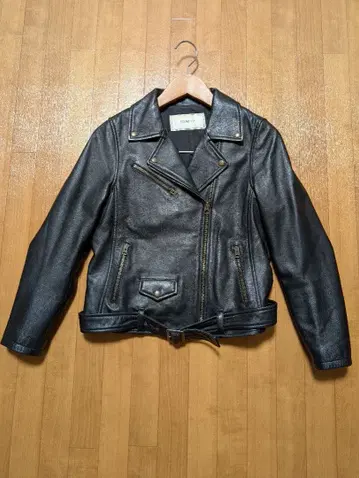 루즈비프 더블 라이더 자켓 램 가죽 블랙 벨트 38