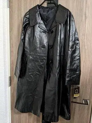 242 택 포함 새상품 미사용 보관품 리얼 가죽 롱 코트 가죽 피