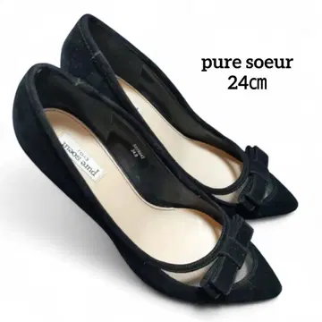 pure soeur 새상품급 블랙 인공 스웨이드 스틸레토 펌프스 24cm