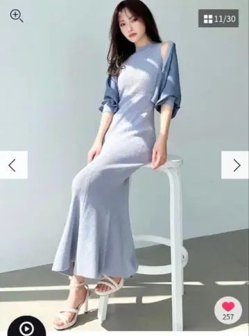 새상품 RESEXXY 시어 볼레로 세트 머메이드 니트 원피스