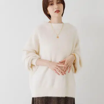 [ 새상품급 ] ROUGE VIF 폭스 & 라쿤 퍼프 슬리브 니트 풀오버