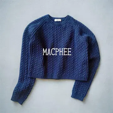 MACPHEE 네이비 코튼 케이블 니트 풀오버