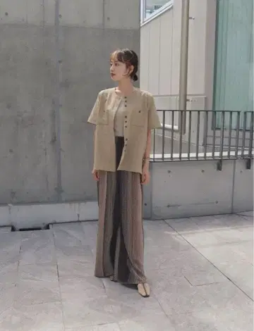 neam 스트라이프 패턴 와이드 팬츠 프리 사이즈