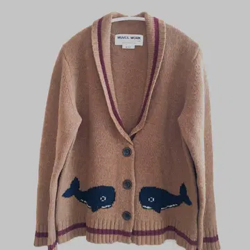 MUVEIL WORK 고래 패턴 울 니트 가디건