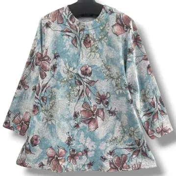 튜닉 풀오버 꽃무늬 플라워 프린트 그레이 수채화풍 레오나르풍