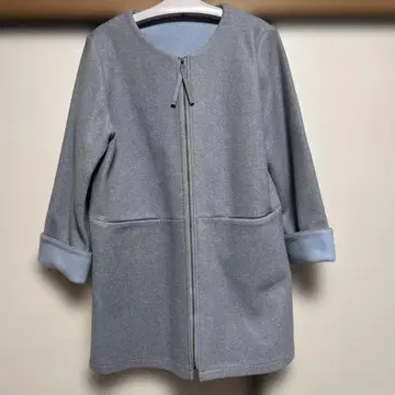 여성용 노카라 코트 그레이 스카이블루 M 사이즈