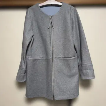 여성용 노카라 코트 그레이 스카이블루 M 사이즈